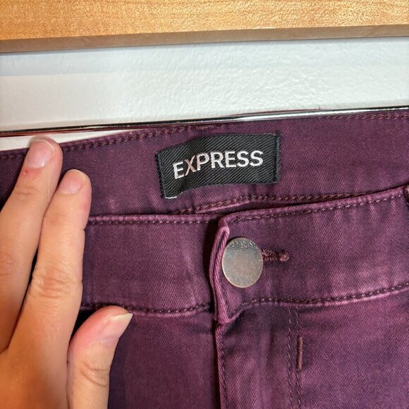 Express burgundy Mid Rise Ankle Legging jeans - Picture 3 of 5